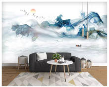 Diantu nova personalidade chinesa papel de parede zen abstrato tinta abstrata paisagem artístico tridimensional linha mural papel de parede 2024 - compre barato