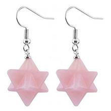 Boho Silver Plated Natural Stone  Pink Crystal Merkaba Dangle Drop Earrings Ear Hook Earring Reiki Fashion Women Jewelry 2024 - buy cheap