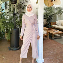 Muslim Simple Jumpsuit Dress Islamic Turkey Fashion Elegant Clothing Vestidos Abaya Dubai Bodysuit Women Rompers Kaftan Caftan 2024 - buy cheap