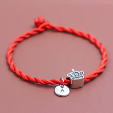 Imperial Crown Charm Beads Red Thread String Bracelet Diy Handmade A-Z Letters Pendant Lucky Rope Bracelet For Women Men Jewelry 2024 - buy cheap