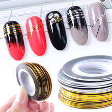 Cintas adhesivas para decoración de uñas, pegatinas de línea láser, 0,5mm, color dorado y plateado, pegatinas de decoración para manicura, NT1009-1 2024 - compra barato