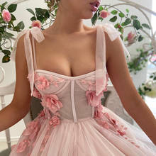Новое поступление от UZN, розовое ТРАПЕЦИЕВИДНОЕ ПЛАТЬЕ с цветами, элегантное Пышное вечернее платье на бретелях, длинное вечерние ссированное вечернее платье 2024 - купить недорого