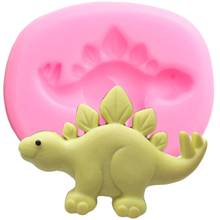 Moldes de silicone de dinossauro esttegosauro 3d, molde para doces, chocolate, fondant, utensílios de decoração de bolo de aniversário de bebê, molde de sabão de argila e resina 2024 - compre barato