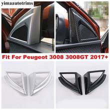 Carbon Fiber Look / Matte Accessories For Peugeot 3008 3008GT 2017 -2022 Front Triangle Pillar A Stereo Speaker Sound Cover Trim 2024 - buy cheap