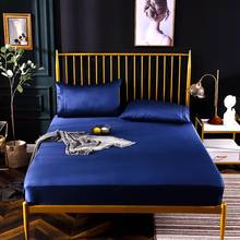 Egyptian Cotton 600TC Blue Fitted Sheet Pillowcase Mattress Cover with All-around Elastic Rubber Band Bed Sheet Bed Linens #s 2024 - buy cheap