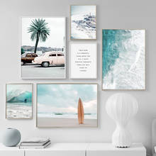 Sea Beach Coconut Tree Sailboat Bus Wall Art Canvas Painting Nordic Posters And Prints Wall Pictures For Living Room Home Decor 2024 - buy cheap