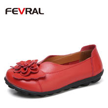 FEVRAL New Brand Women Fashion Casual Flats Handmade Folk Style Genuine Leather Soft Lady Bottom Shoes For Mother Loafers 2024 - buy cheap