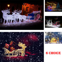 Christmas Garland Reindeer Backdrop Sleigh Street Night Light Cottage Background Birthday Party Photo Backdrops 2024 - buy cheap