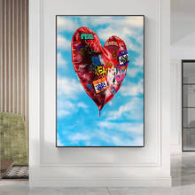 Arte de balão grafite em tela, pôsteres e impressões em tela, arte de rua, arte de parede, para sala de estar, decoração de casa 2024 - compre barato