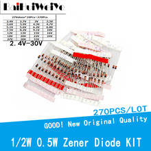 Kit de diodos Zener DO-41 270 V-30V, 1/2W 0,5 W, componentes diy, 27 valores x 10 Uds., surtido, nuevo kit electrónico diy, 2,4 unids/lote 2024 - compra barato