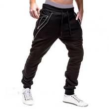 Calças de corrida tático calças de carga dos homens com cordão zíper bolsos tornozelo amarrado sweatpants esportes calças magras 2024 - compre barato