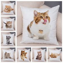 Cute Cat Pillowcase for Home Sofa Children Room Decor Lovely Pet Animal Print Cojines Cushion Cover Soft Plush Pillow Case 2024 - buy cheap