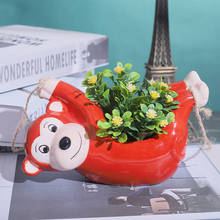 Home Garden Cartoon Monkey Animal Succulent Flower Pot Wall Hanging Ceramic Large Diameter Container Flower Pot Home Decoration 2024 - buy cheap