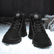 Round Toe High Top Boots High Quality Winter Men's Boots Warm Working Boots Lace Up New Casual Shoes Leather Snow Boots For Men 2024 - buy cheap