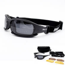 Gafas tácticas Daisy X7 para hombre y mujer, lentes de sol militares con 4 lentes a prueba de viento, para senderismo, Motocross y Tiro 2024 - compra barato