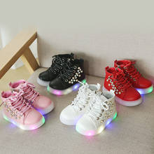 Zapatos con iluminación LED para niñas, botas de princesa encantadoras con diamantes, deportivas de alta calidad con cordones, 2021 2024 - compra barato