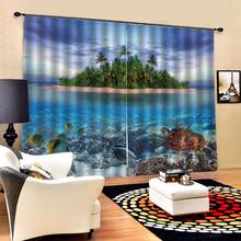 Customized size Luxury Blackout 3D Window Curtains For Living Room blue island curtains 2024 - buy cheap