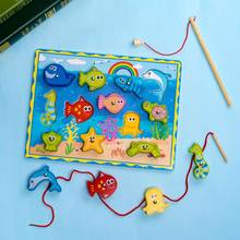 Children Wooden Magnetic Fishing Game Board Jigsaw Puzzles Interactive Play Toy 2024 - buy cheap