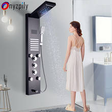 Grifo de ducha con luz LED, Panel de ducha con efecto cascada, lluvia, negro, Sistema de ducha de pared con pulverizador de masaje de Spa, cabezal de bidé, ducha de mano 2024 - compra barato