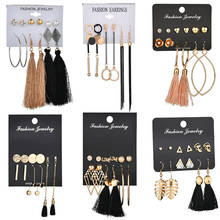 Tassel Bohemia Leaf Heart Stud Earring Set 6 Design Long Tassel Earrings for Women Fashion Jewelry Christmas Gifts Stud 2024 - buy cheap