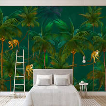 Milofi custom large 3D wallpaper mural European retro coconut tree monkey forest background wall decoration wallpaper mural 2024 - buy cheap