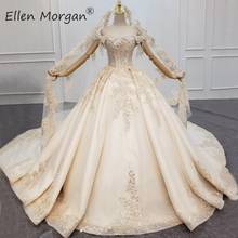 Свадебные бальные платья цвета шампанского с кружевами для женщин, Готическая принцесса, блестящие Элегантные Кристаллы с открытыми плечами для невесты 2020 2024 - купить недорого