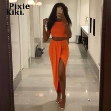 PixieKiki Sexy Dress 2 Piece Set Women Pleated Slit Long Skirt and Crop Top Party Beach Wear Club Outfits Matching Sets P97-DE32 2024 - buy cheap