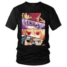 Camiseta masculina gráfica dos olhos do caçador x, camiseta de manga curta do kurapika, leorio gono kilua, 100% algodão, camisetas, roupas 2024 - compre barato