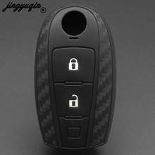 jingyuqin Carbon Fiber Silicone Car Remote Key Case Fob Cover For Suzuki Vitara Swift Ignis Kizashi SX4 Baleno Ertiga 2Buttons 2024 - buy cheap