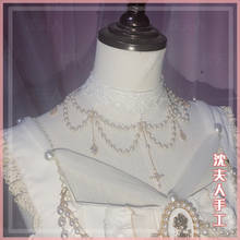 Vintage Gothic Necklace lolita Women Daily All-match Wedding Cosplay Multilayer Lace Pearl water-drop Gorgeous Sweet Neckwear 2024 - buy cheap