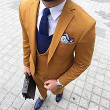 2020 New Fashion Mens Tweed Wool Suits Three-pieces Slim Fit Formal Shawl Lapel Business Tuxedos Groomman( Blazer+Vest+Pants ) 2024 - buy cheap