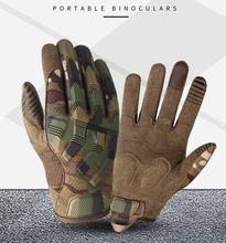 Тактические перчатки с пальцами, мягкие камуфляжные армейские боевые митенки в стиле милитари, для страйкбола, езды на велосипеде, походов, охоты, стрельбы 2024 - купить недорого
