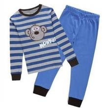 Macaco meninos pijamas 2-pieces roupas de bebê pijamas manga crianças roupa de dormir conjunto crianças pj's infantil camiseta pant algodão 2024 - compre barato