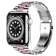Correa de acero inoxidable para apple watch 6 se, banda de 44mm y 40mm, conector actualizado para iwatch series 5, 4, 3, bandas de 42mm y 38mm 2024 - compra barato