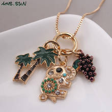 MHS.SUN Cute Elephant/Grape/Coconut Tree Pendant Chain Necklace Girls Kids Long Chain Necklace Fashion Alloy Jewelry New 2024 - buy cheap
