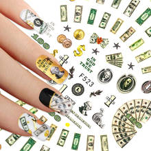 1 шт., новинка, Лидер продаж, модные 3D наклейки для ногтей с надписью «Денежный доллар», наклейки для ногтей в богатых стилях, наклейки «сделай сам», красота, маникюр 2024 - купить недорого