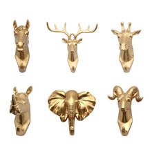 Creative Resin Animal Head Hook Hanger Rack Wall Mount with Screw Living Room Home Office Cafes Decor Gold 2024 - compre barato