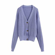 Women sweater new fashion temperament purple loose sweater knitted cardigan elegant women's jacket 2024 - buy cheap