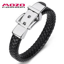 Brazalete clásico de cuero genuino para hombre, pulsera con hebilla para cinturón, joyería trenzada hecha a mano, precio al por mayor 2024 - compra barato