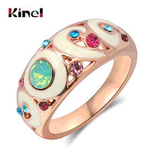 Kinel Fashion Rose Gold Opal Ring Vintage Bride Wedding Jewelry White Enamel Multicolor Crystal Party Rings For Women 2024 - buy cheap