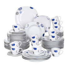 Veweet edson 30/60-piece cerâmica porcelana combinação jantar conjunto com placa de jantar, placa de sobremesa, prato de sopa, copo, conjunto de pires 2024 - compre barato