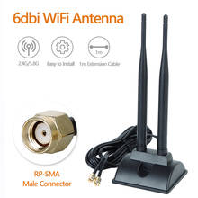WiFi Antenna RP-SMA Male Connector 2.4GHz 5.0GHz 5.8GHz Dual Band antenna with 1m Extension Cable for Wireless Router Hotspot 2024 - buy cheap