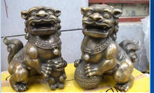 Spirits <<+ estátua de bronze clássico esculpida chinesa espírito mau guarda-cachorro estátua em par de leões 2024 - compre barato
