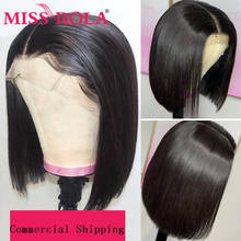 Miss Rola-Peluca de cabello humano liso de 13x4, postizo de encaje Frontal, corte Bob corto, brasileño, Remy, 180%, 150% 2024 - compra barato