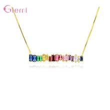 Golden 925 Sterling Silver Fashion Charms Cubic Colorful Crystal Adjustable Bracelets For Women Girls Birthday Bangle Jewelry 2024 - buy cheap