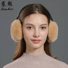 Women's Real Fur Earmuffs Rex Rabbit Fur Female Earmuffs Soft Natural Fur Wind Proof Adjusted Frame Winter Ear Protector Cover 2024 - buy cheap