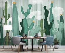 Europea Tropical papel pintado Mural pintado a mano creativo 3D de papel de pared de la selva Tropical de hoja de murales papel de contacto planta de Cactus papeles 2024 - compra barato