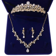 Crystal Bridal Jewelry Sets Gold Tiaras Luxury Rhinestone Wedding Crown Necklace Earrings Set Bride African Beads Jewelry Sets 2024 - buy cheap