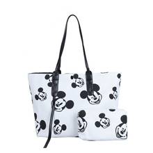 2pcs Disney Mickey mouse canvas handbags cosmetic bag large-capacity tote bag trendy portable large bag shoulder shopping bag 2024 - buy cheap