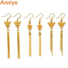 Anniyo-pendientes de borla de mariposa para mujer y niña, joyería de brazalete largo de Color dorado, joyería de mariposa, joyería de pendientes #011009 2024 - compra barato